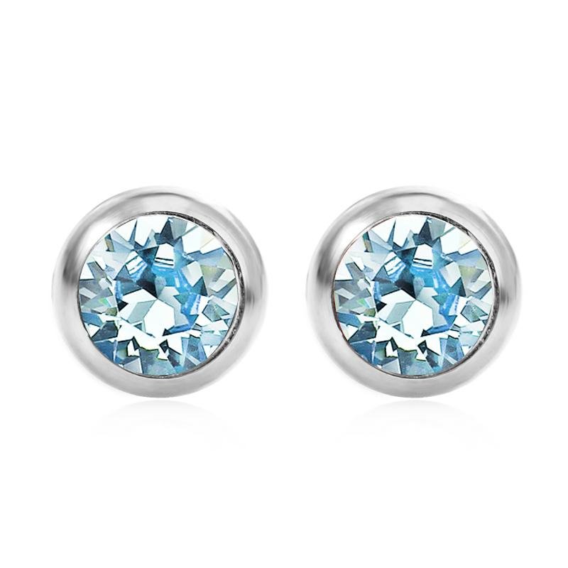 March Solitare Birthstone Earrings