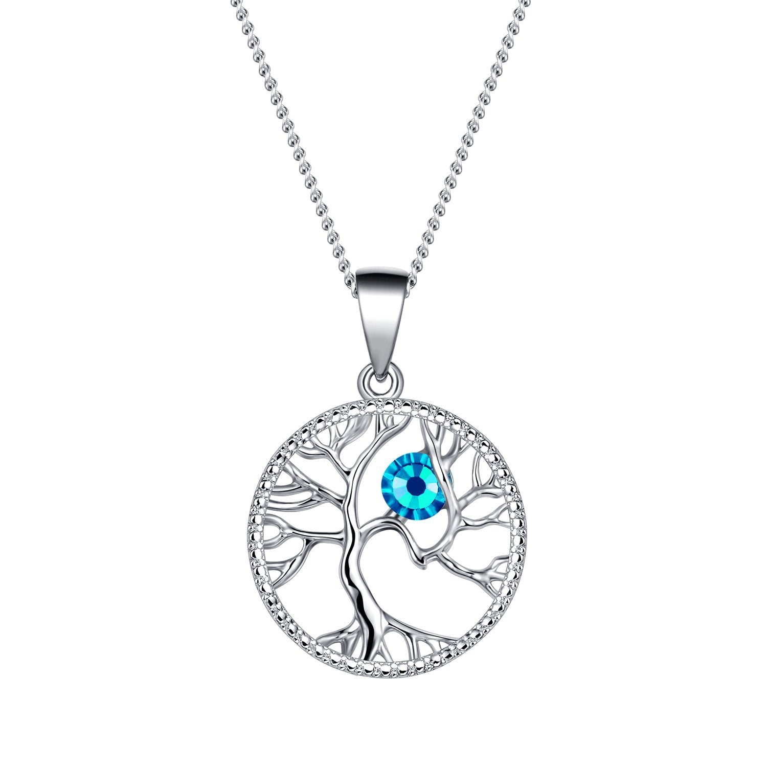 March Tree of Life Birthstone Necklace