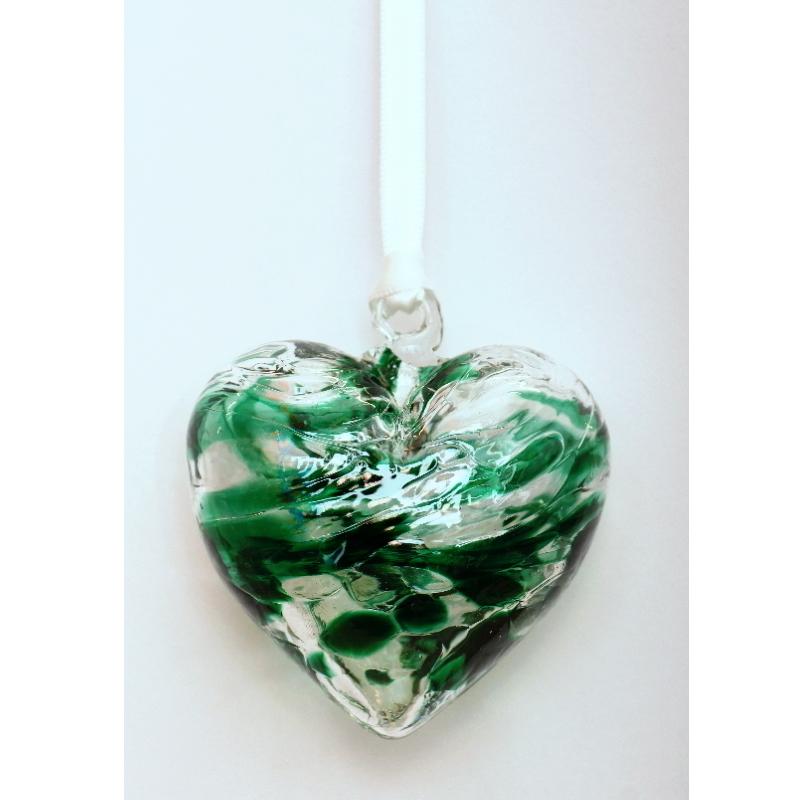 May (Emerald) Birthstone Blown Glass Heart - Milford Blown Glass from thetraditionalgiftshop.com