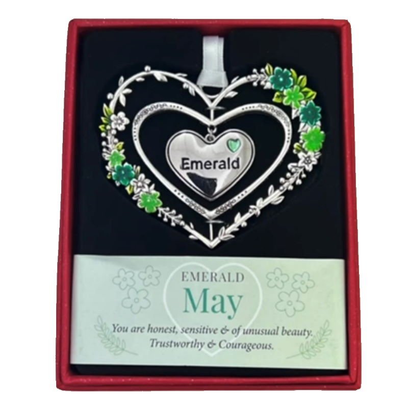 May (Emerald) Gemstone Heart Hanging Decoration - Gemstone Hearts from thetraditionalgiftshop.com
