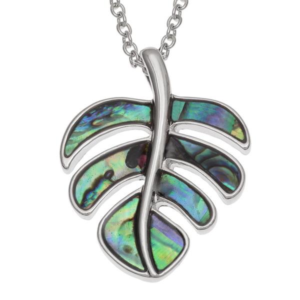 Monstera Paua Shell Necklace - Tide Jewellery from thetraditionalgiftshop.com