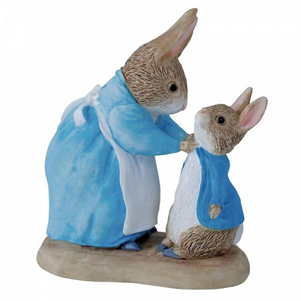 Mrs Rabbit & Peter with Coat Mini Figure - Beatrix Potter from thetraditionalgiftshop.com