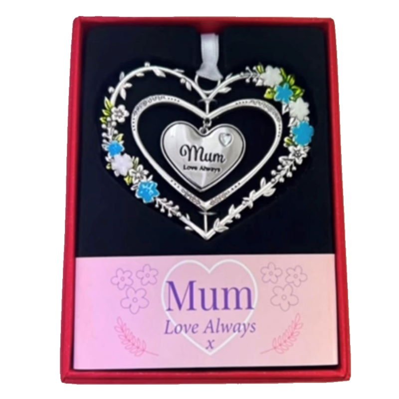 Mum Gemstone Heart Hanging Decoration - Gemstone Hearts from thetraditionalgiftshop.com