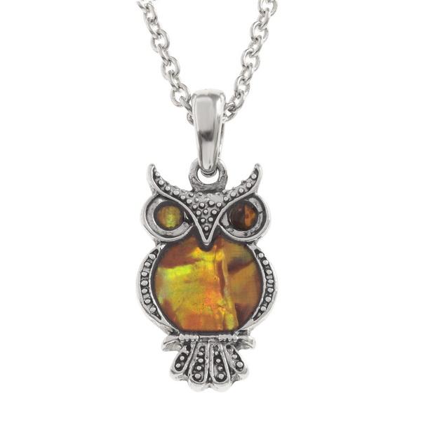 Amber Owl Paua Shell Necklace