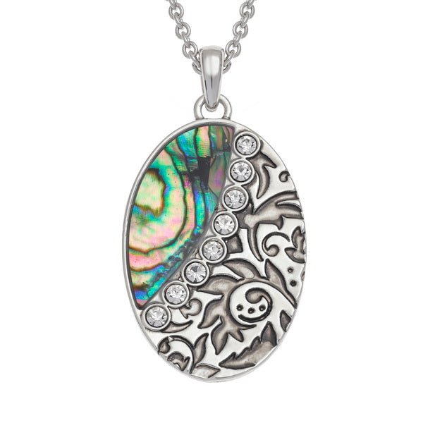 Oval Diamante Paua Shell Necklace - Tide Jewellery from thetraditionalgiftshop.com