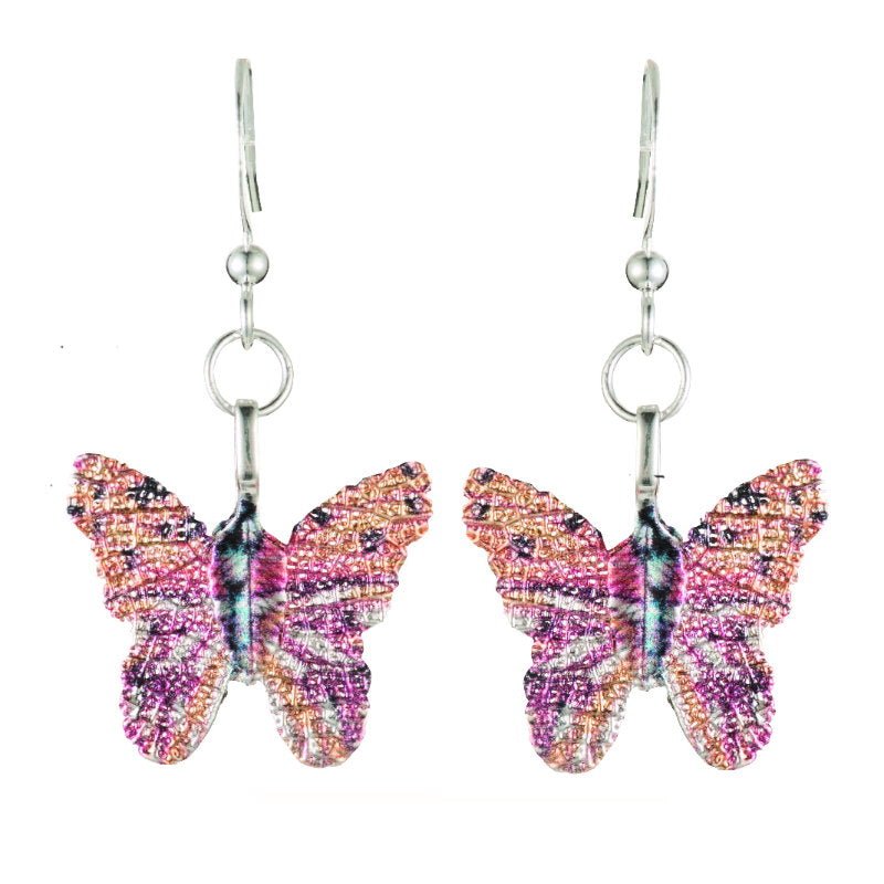 Pink Butterfly Leaf Earrings - Pure by Coppercraft from thetraditionalgiftshop.com