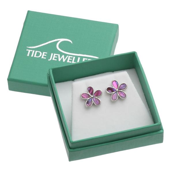 Pink Daisy Paua Shell Earrings - Tide Jewellery from thetraditionalgiftshop.com