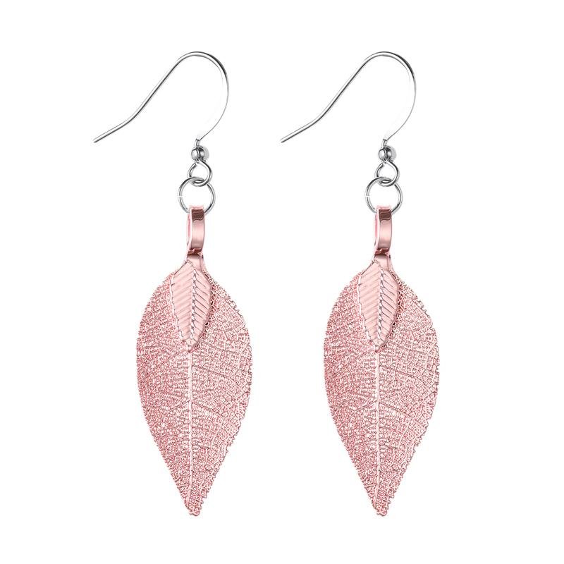 Pink Leaf Earrings