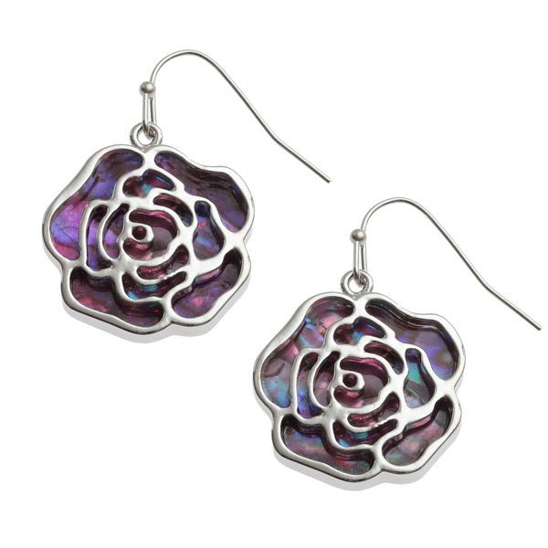 Pink Rose Paua Shell Earrings - Tide Jewellery from thetraditionalgiftshop.com