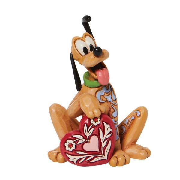 Pluto Holding Heart Mini Figure - Disney Traditions from thetraditionalgiftshop.com