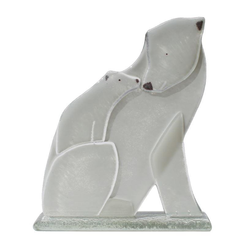 Polar Bear with Cub Fused Glass Ornament - D&J Glassware Fused Glass from thetraditionalgiftshop.com