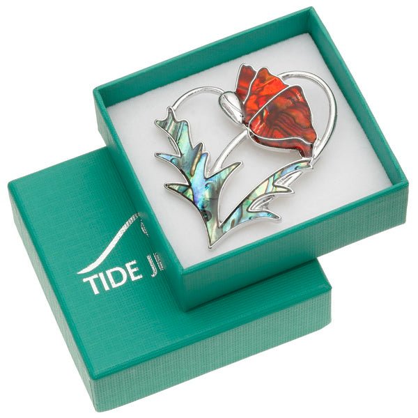 Poppy Paua Shell Brooch - Tide Jewellery from thetraditionalgiftshop.com