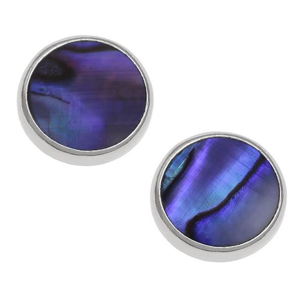 Purple Circle Paua Shell Stud Earrings - Tide Jewellery from thetraditionalgiftshop.com