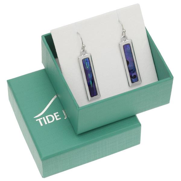 Purple Rectangle Paua Shell Hook Earrings - Tide Jewellery from thetraditionalgiftshop.com