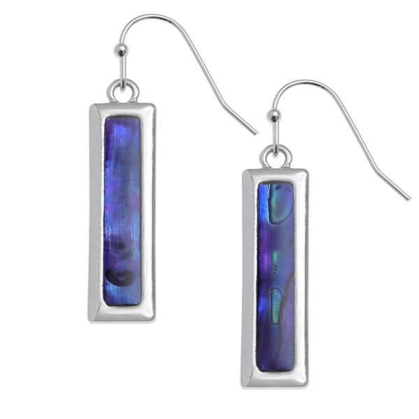 Purple Rectangle Paua Shell Hook Earrings - Tide Jewellery from thetraditionalgiftshop.com