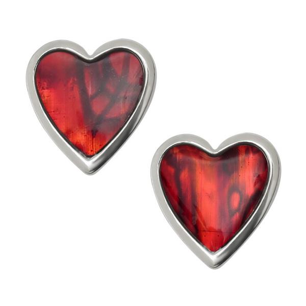 Red Heart Paua Shell Stud Earrings