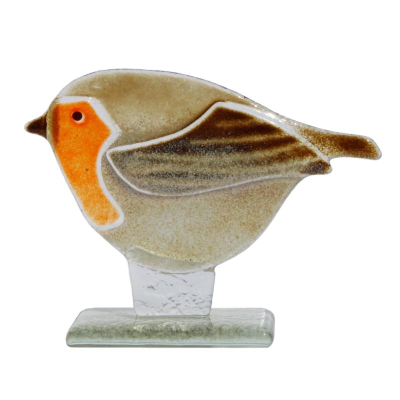 Robin (2) Fused Glass Ornament - D&J Glassware Fused Glass from thetraditionalgiftshop.com
