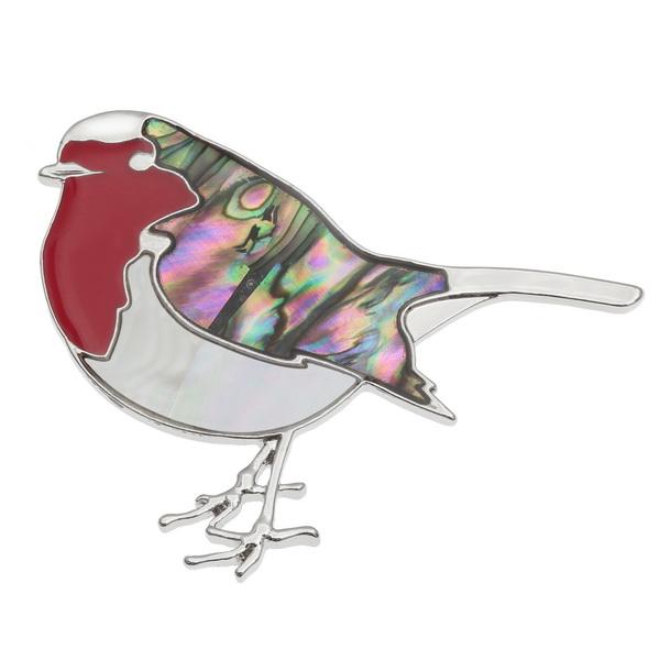 Robin Paua Shell Brooch - Tide Jewellery from thetraditionalgiftshop.com