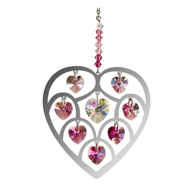 Rose Heart of Hearts Crystal Suncatcher - Wild Things Crystal from thetraditionalgiftshop.com