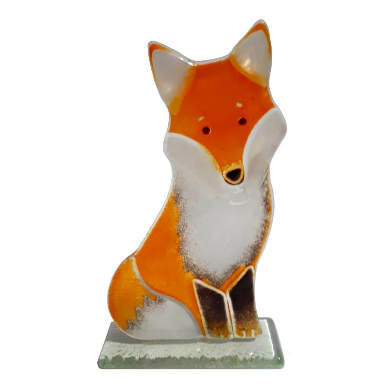 Ruby the Fox Fused Glass Ornament