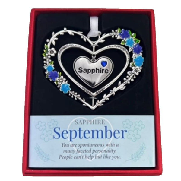 September (Sapphire) Gemstone Heart Hanging Decoration - Gemstone Hearts from thetraditionalgiftshop.com