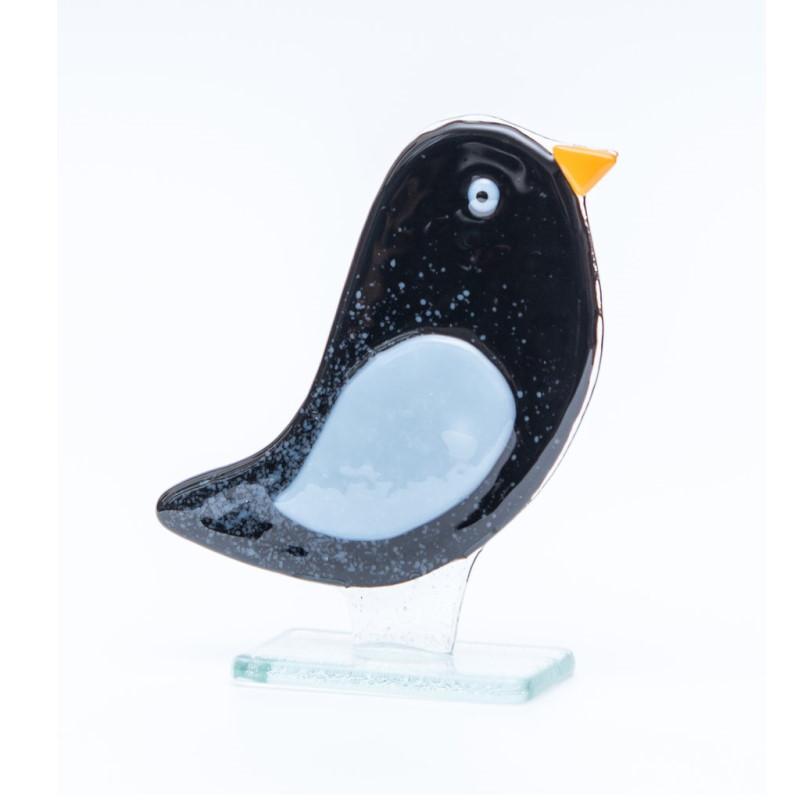 Small Bird (Black) Fused Glass Ornament - Milford Fused Glass from thetraditionalgiftshop.com