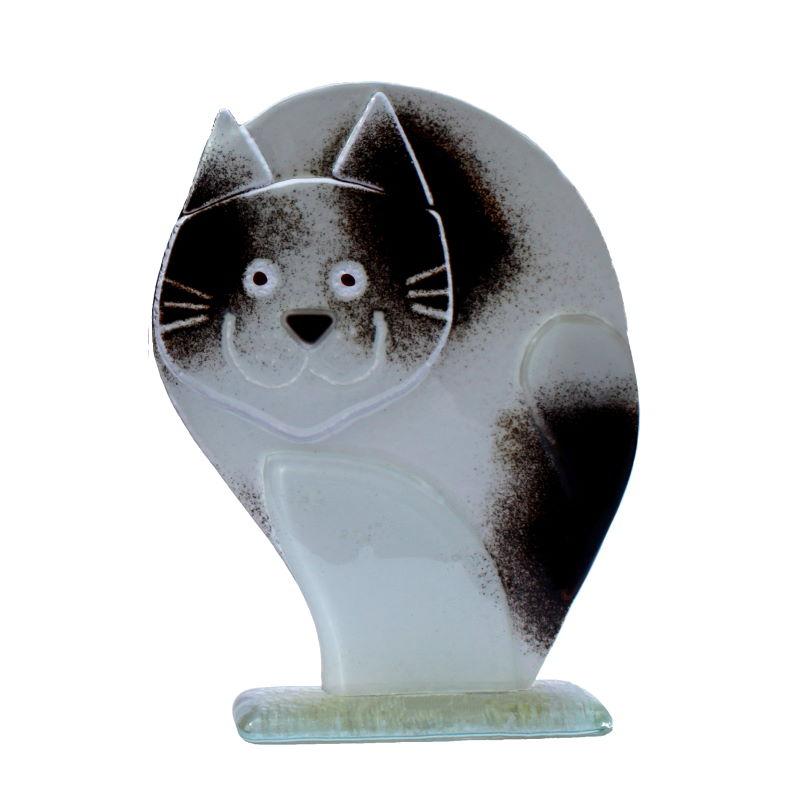 Small Black & White Cat (11) Fused Glass Ornaments - D&J Glassware Fused Glass from thetraditionalgiftshop.com