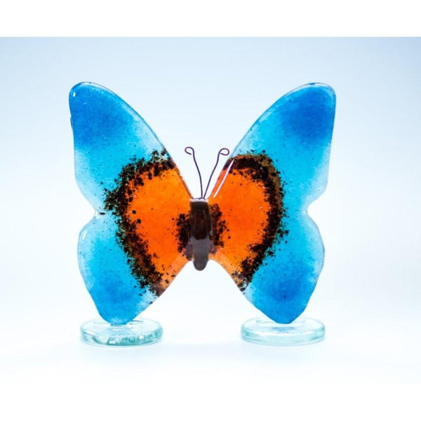 Small Butterfly (Blue) Fused Glass Ornament - Milford Fused Glass from thetraditionalgiftshop.com