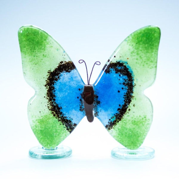 Small Butterfly (Green) Fused Glass Ornament - Milford Fused Glass from thetraditionalgiftshop.com