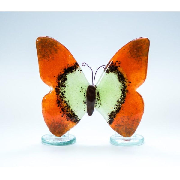 Small Butterfly (Red) Fused Glass Ornament - Milford Fused Glass from thetraditionalgiftshop.com
