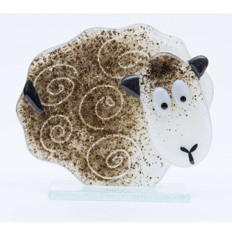 Small Sheep (White) Fused Glass Ornament - Milford Fused Glass from thetraditionalgiftshop.com
