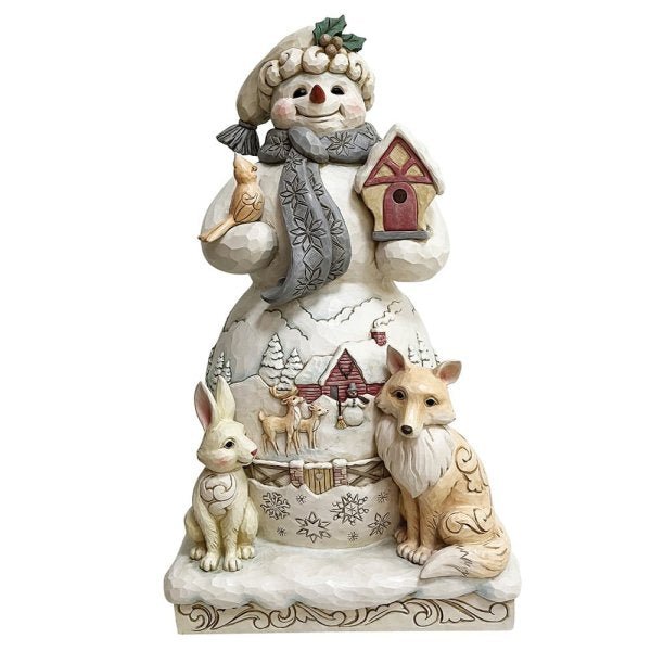 Snowman with Animals (White Woodland Large Statue) - Heartwood Creek by Jim Shore from thetraditionalgiftshop.com