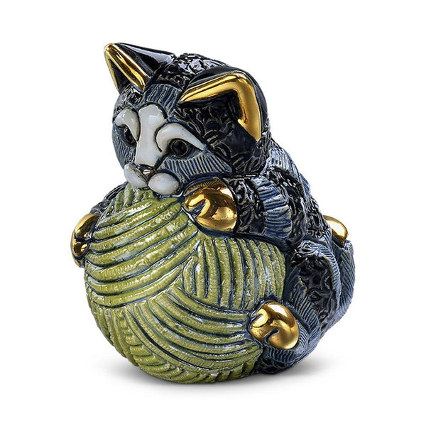 Striped Kitten with Yarn Ball - De Rosa from thetraditionalgiftshop.com