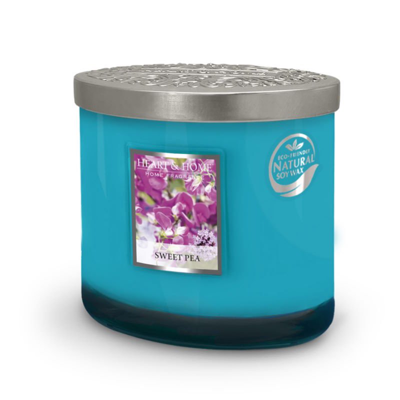 Sweet Pea Ellipse 2 Wick Candle - Heart & Home from thetraditionalgiftshop.com