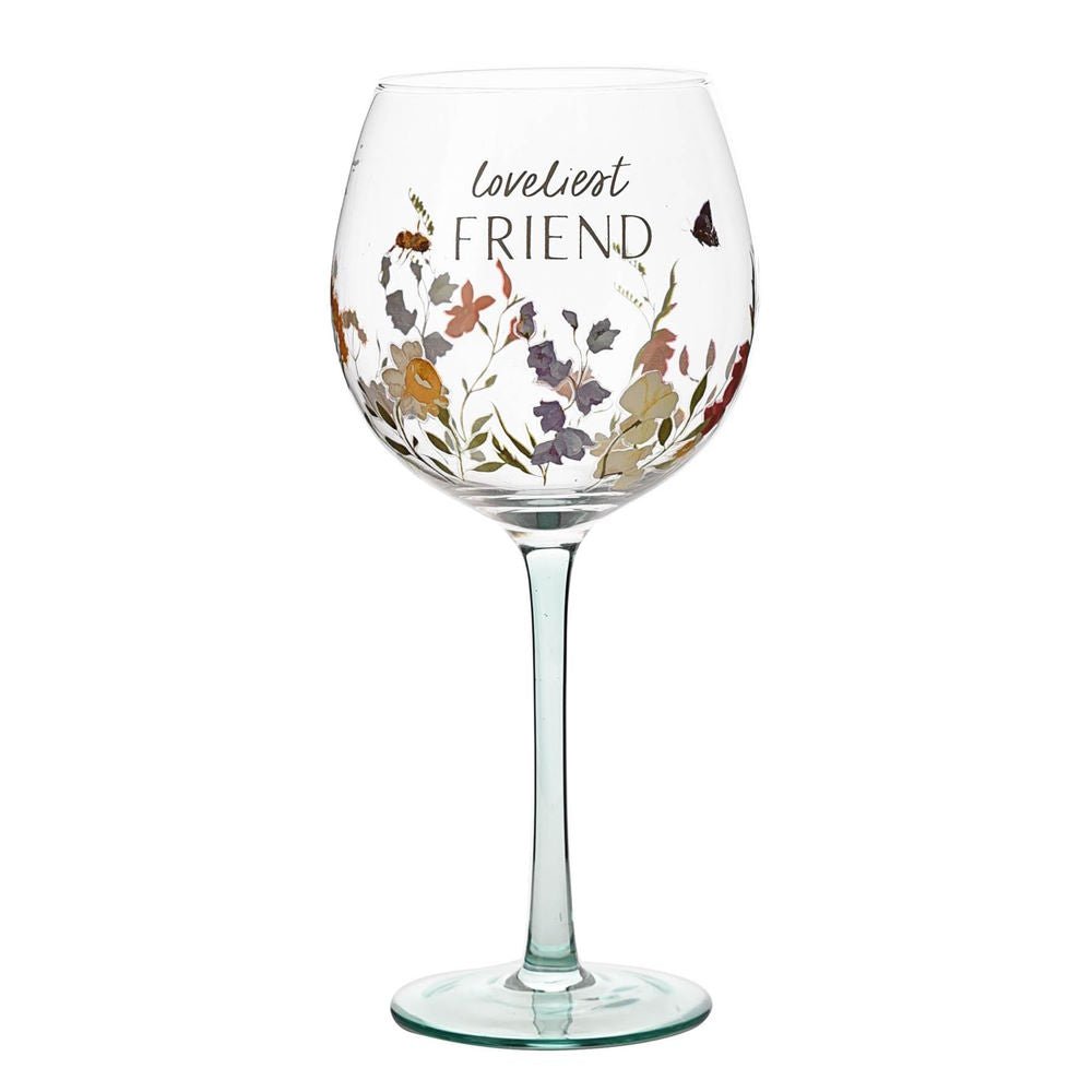 The Cottage Garden Gin Glass - Loveliest Friend - The Cottage Garden from thetraditionalgiftshop.com