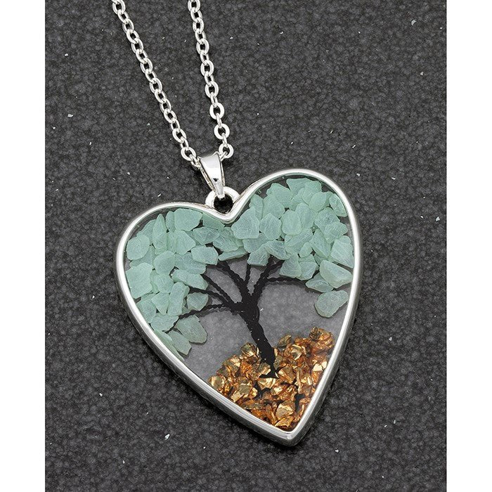Tree of Life Gemstone Heart Amazonite Necklace - Equilibrium Jewellery from thetraditionalgiftshop.com