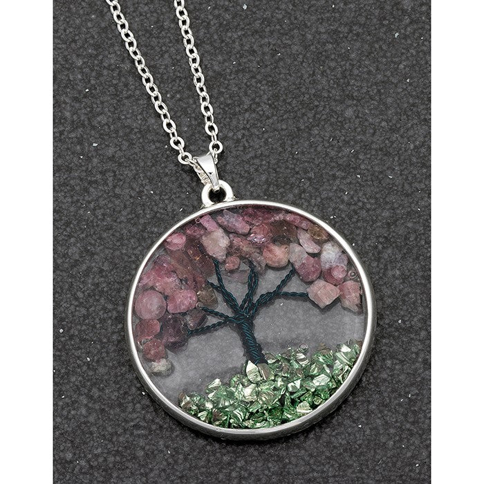 Tree of Life Gemstone Round Amethyst Necklace - Equilibrium Jewellery from thetraditionalgiftshop.com