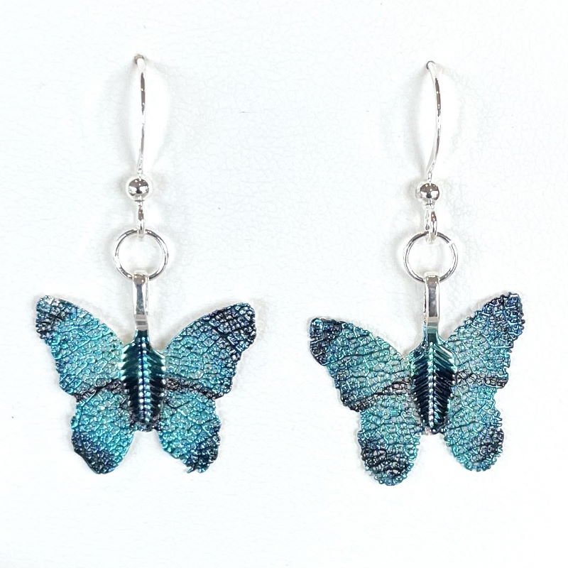 Turquoise Butterfly Leaf Earrings - Pure by Coppercraft from thetraditionalgiftshop.com