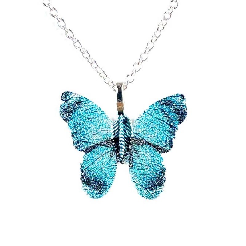 Turquoise Butterfly Leaf Necklace - Pure by Coppercraft from thetraditionalgiftshop.com
