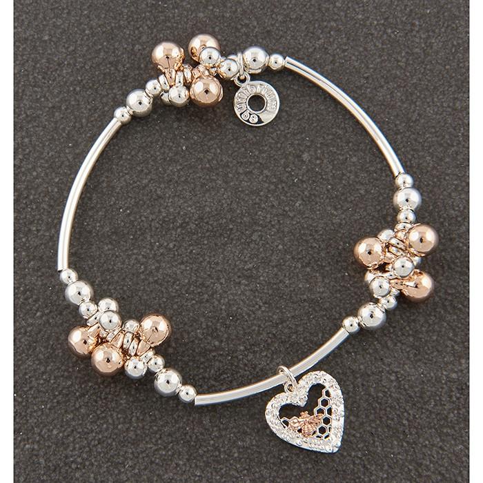 Two Tone Honeycomb & Bee Bracelet - Equilibrium Jewellery from thetraditionalgiftshop.com