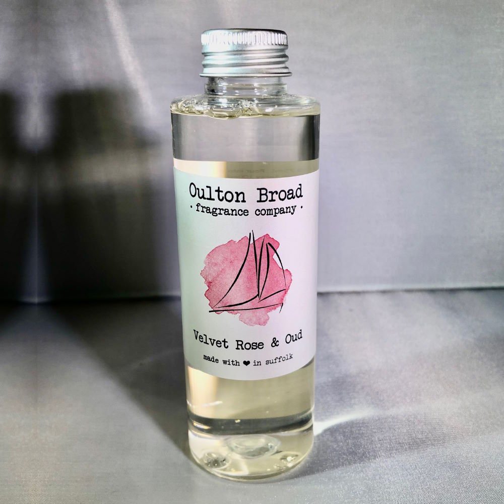 Velvet Rose & Oud Reed Diffuser Refill Oil - Oulton Broad Fragrance Company from thetraditionalgiftshop.com