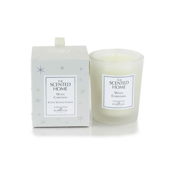 White Christmas Boxed Votive Candle - The Scented Home from thetraditionalgiftshop.com