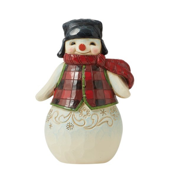 Winter is Here (Pint Sized Snowman in Plaid Jacket) - Heartwood Creek by Jim Shore from thetraditionalgiftshop.com
